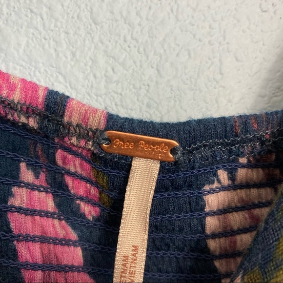 Free People Mirage Floral Hi-Low Flowy Top - Blue/Pink - Picture 4 of 9